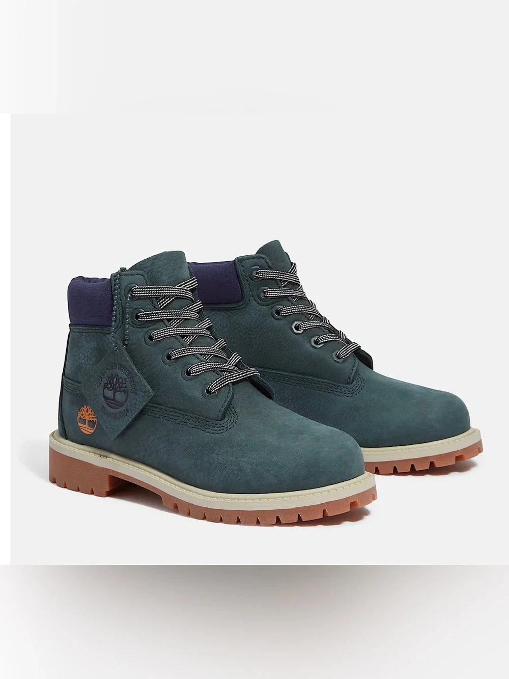 Youth Timberland® Premium 6-Inch Dark Green Nubuck Waterproof Boot Size: 13